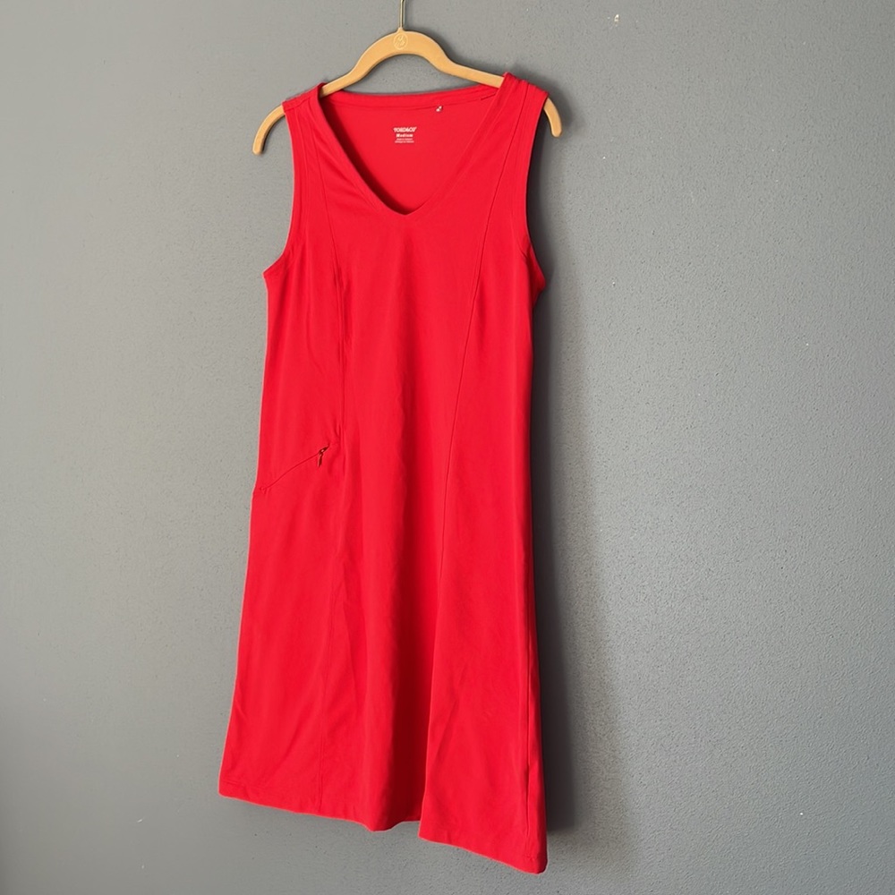 Toad & Co. Red Knit V-Neck Sleeveless “Aquaculture” Active Tank Dress - Small